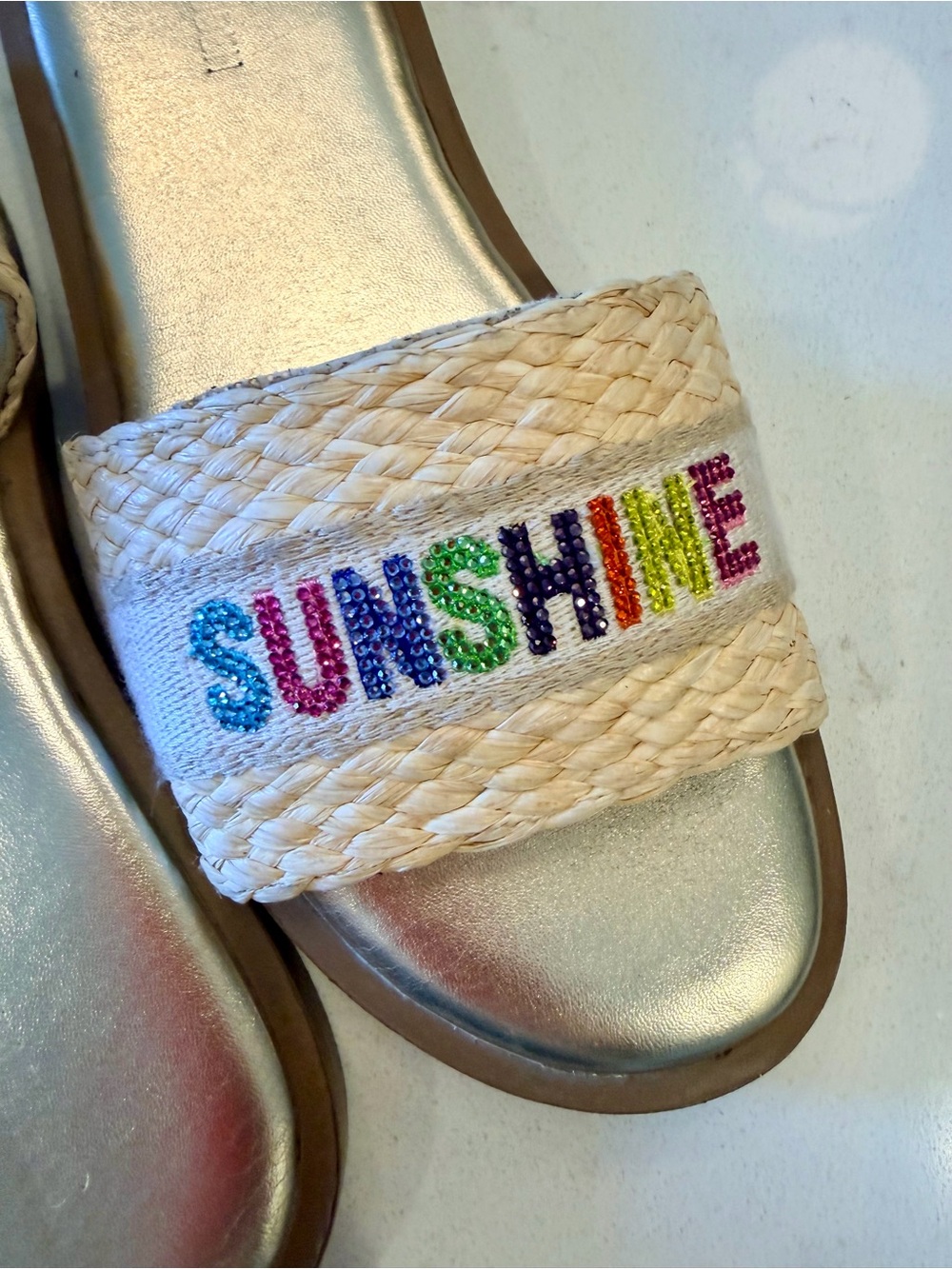 Steve Madden Slides with Multicolor 'SUNSHINE' Beading